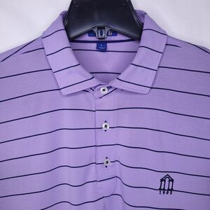 Stitch Polo Shirt Mens Large Purple Striped Golf